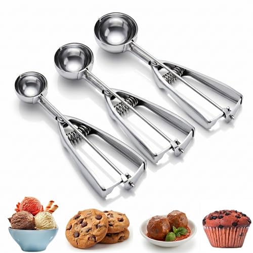 Classic Ice Cream Scoop, 3Pcs Cookie Scoop Set, Essentials