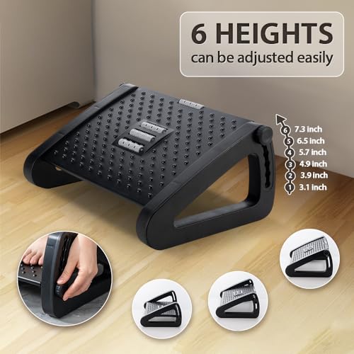 Eco-Friendly CasaZenith Foot Rest, Six Heights Adjustable Foot Rest for for Daily Use