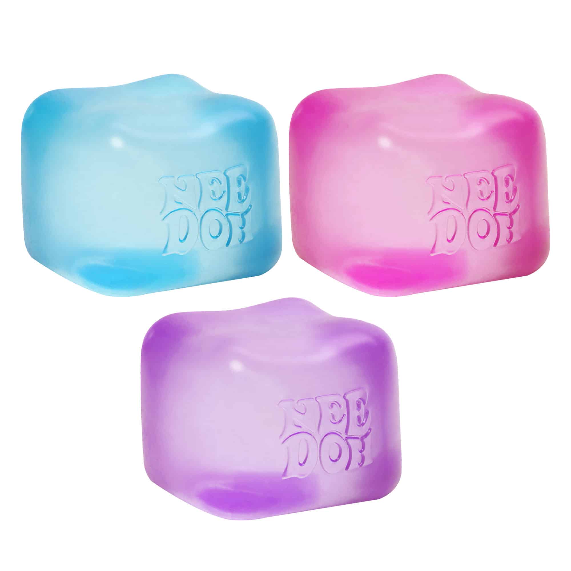 Crystal Clear NeeDoh Nice Cube | Series Elm Bridge - 3-Piece Assorted Nice Cubes Pack for Fidgeting Detail