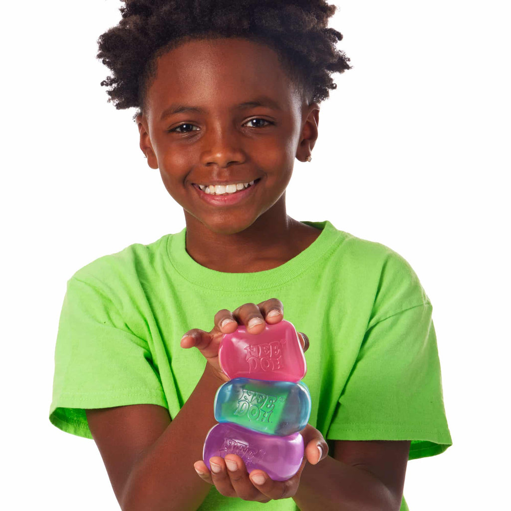 Crystal Clear NeeDoh Nice Cube | Series Elm Bridge - 3-Piece Assorted Nice Cubes Pack for Fidgeting Detail
