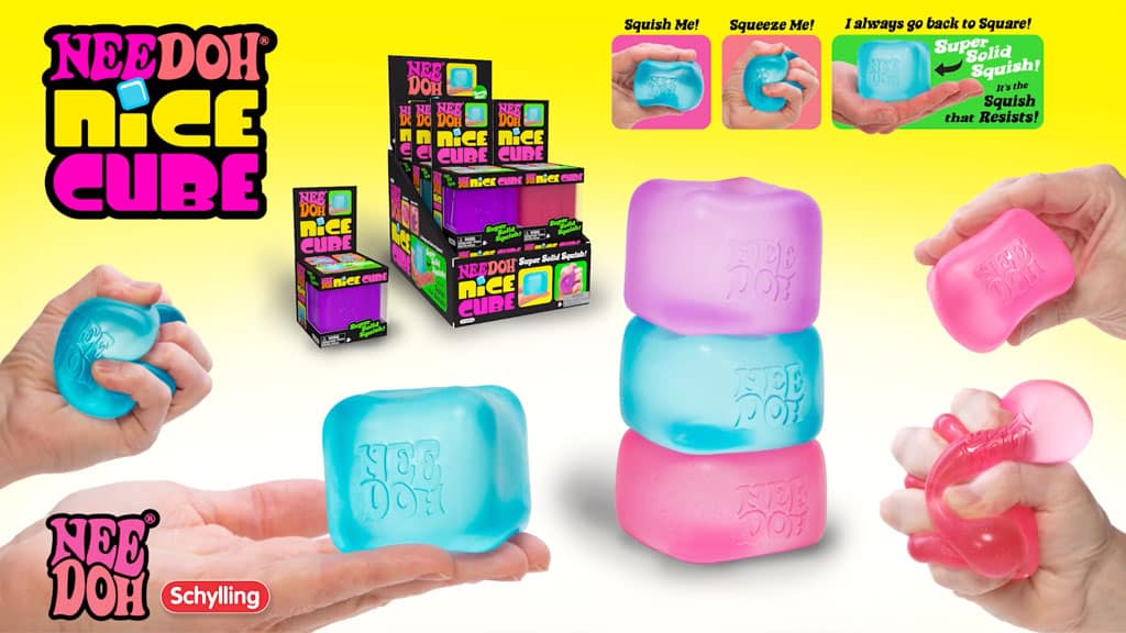 Crystal Clear NeeDoh Nice Cube | Series Elm Bridge - 3-Piece Assorted Nice Cubes Pack for Fidgeting Detail