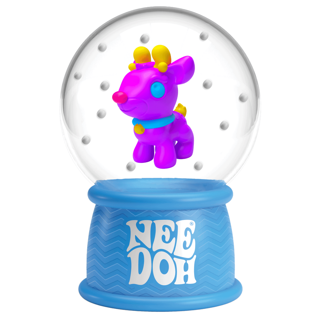 Ice-Cube Texture NeeDoh Squish N Flow Snow Globe | Signature Moonlit Lane - Crystal Clear Squishable Ice Cube NeeDoh Detail