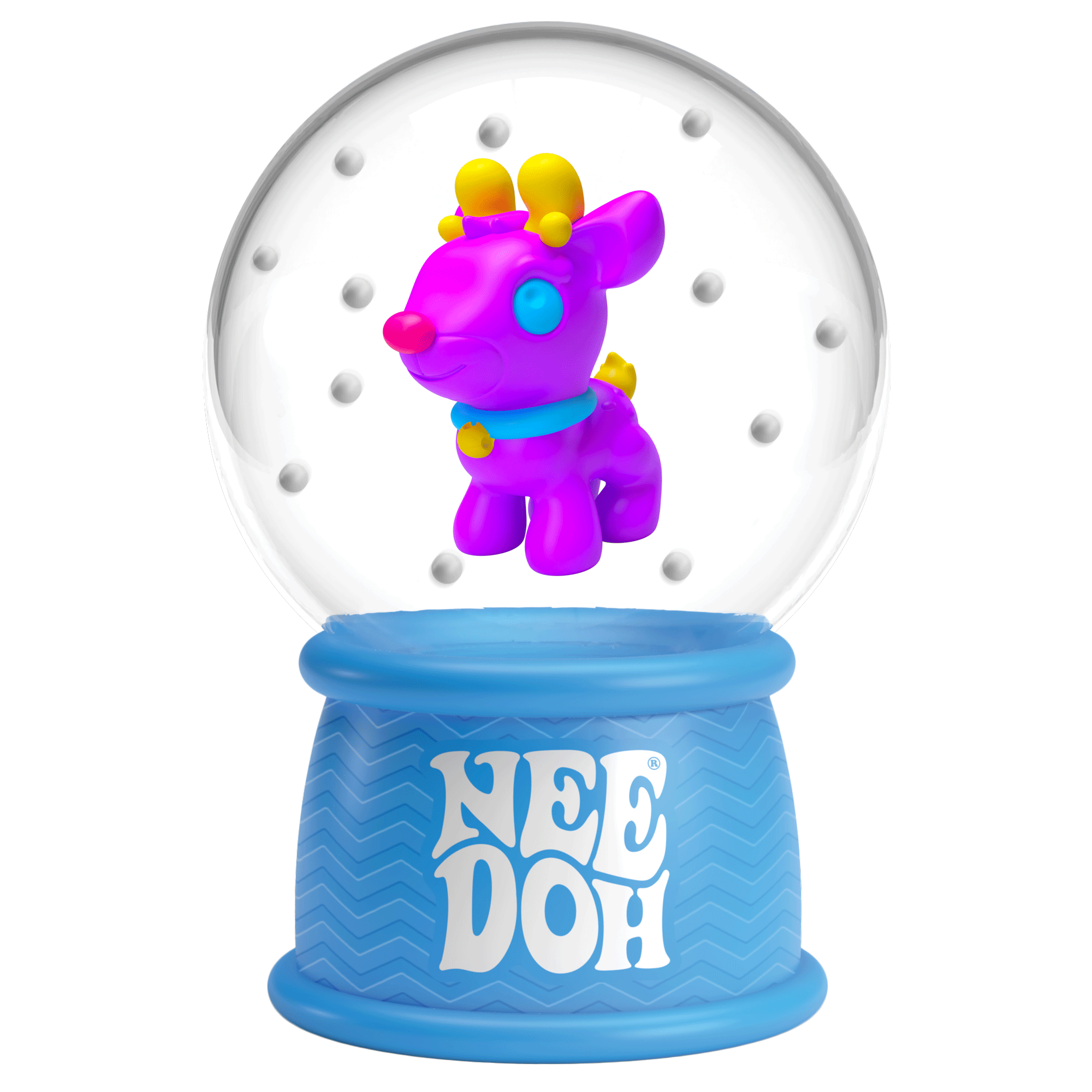 Ice-Cube Texture NeeDoh Squish N Flow Snow Globe | Signature Moonlit Lane - Crystal Clear Squishable Ice Cube NeeDoh Detail