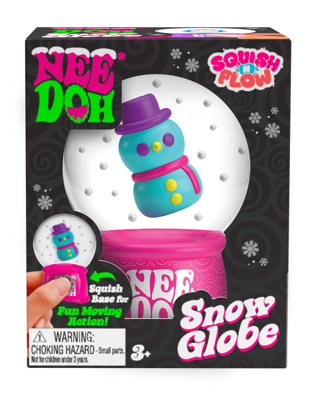 Ice-Cube Texture NeeDoh Squish N Flow Snow Globe | Signature Moonlit Lane - Crystal Clear Squishable Ice Cube NeeDoh Detail