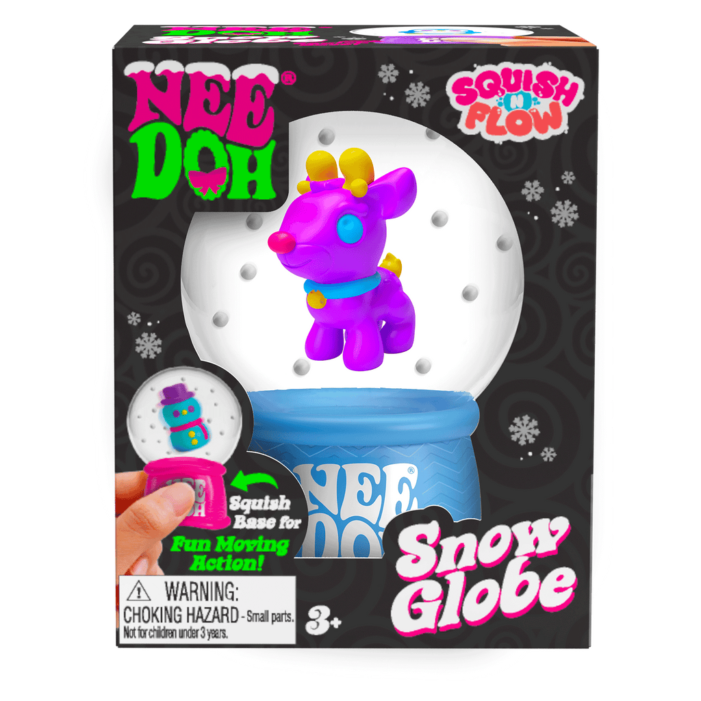 Ice-Cube Texture NeeDoh Squish N Flow Snow Globe | Signature Moonlit Lane - Crystal Clear Squishable Ice Cube NeeDoh Detail