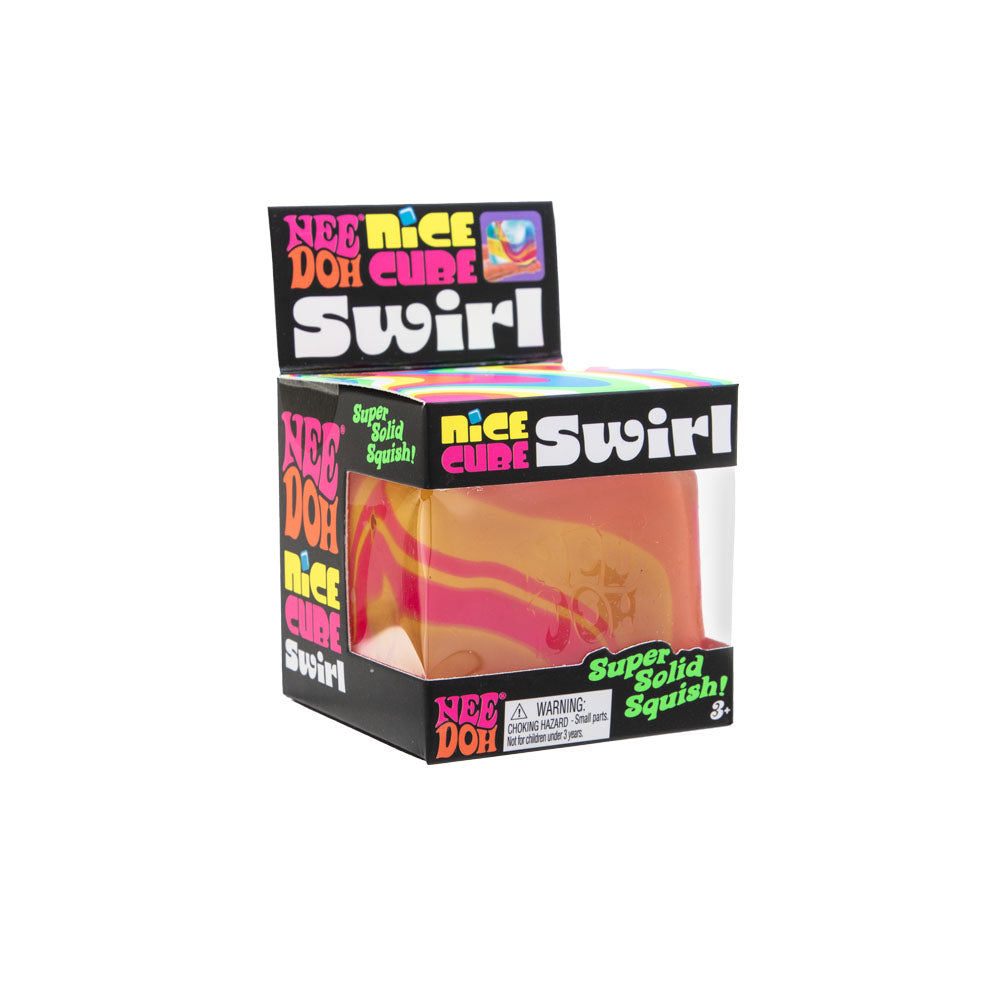 Translucent Jelly NeeDoh Nice Cube Swirl | Select Golden Pond - Crystal Clear Squishable Ice Cube NeeDoh Detail